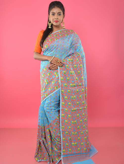 self design jamdani saree - 17333755 - Standard Image - 1