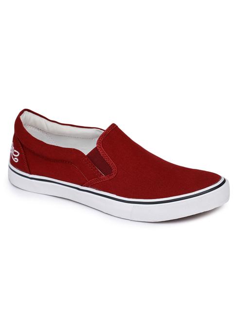 maroon canvas slip on moccasins - 17333757 - Standard Image - 1