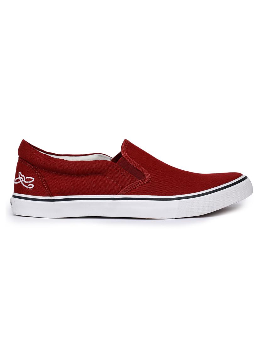 maroon canvas slip on moccasins - 17333757 - Zoom Image - 2