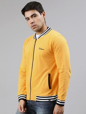 yellow solid fleece bomber jacket - 17333826 - Standard Image - 2