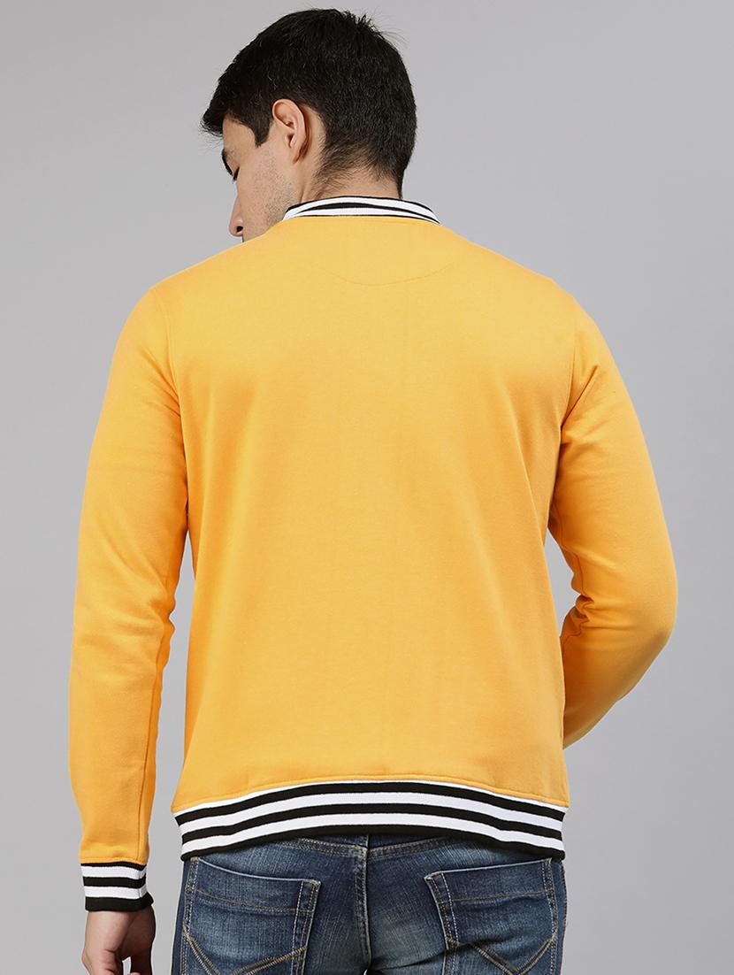 yellow solid fleece bomber jacket - 17333826 - Zoom Image - 3