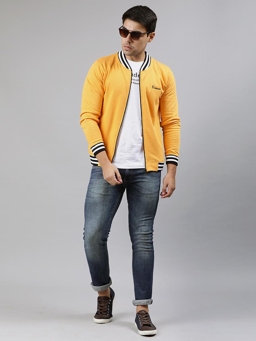 yellow solid fleece bomber jacket - 17333826 - Zoom Image - 4