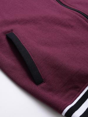 maroon solid fleece bomber jacket - 17333827 - Standard Image - 5