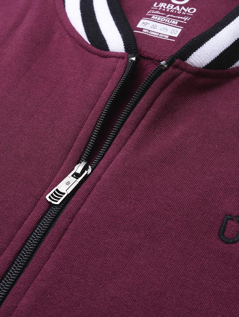 maroon solid fleece bomber jacket - 17333827 - Zoom Image - 6