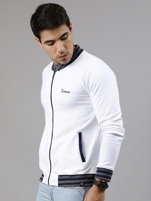 white solid fleece bomber jacket - 17333828 - Standard Image - 2