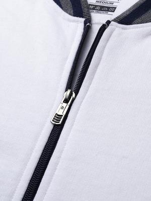 white solid fleece bomber jacket - 17333828 - Standard Image - 6