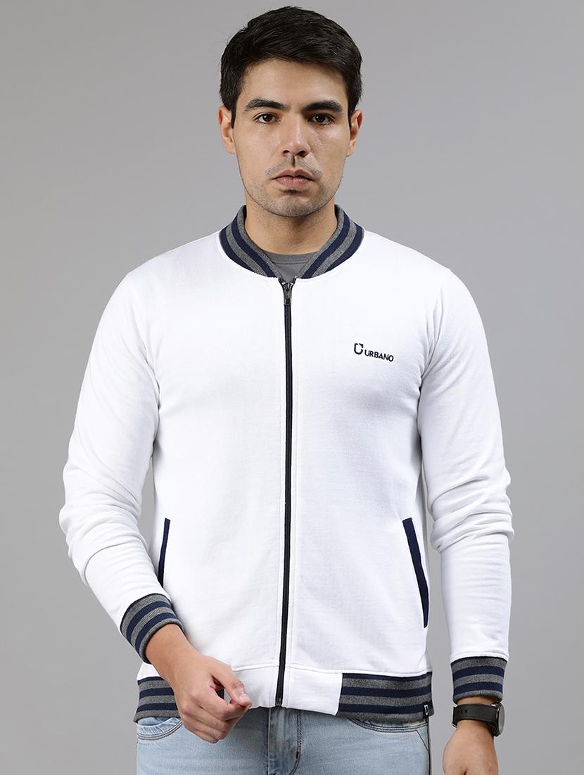 white solid fleece bomber jacket - 17333828 - Zoom Image - 1