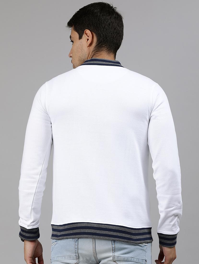 white solid fleece bomber jacket - 17333828 - Zoom Image - 3
