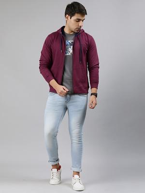 maroon solid sweatshirt - 17333830 - Standard Image - 4