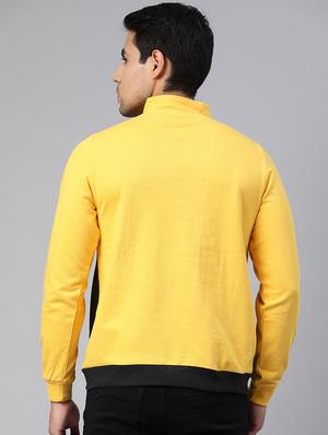 yellow color block cut & sew fleece sweatshirt - 17333837 - Standard Image - 3