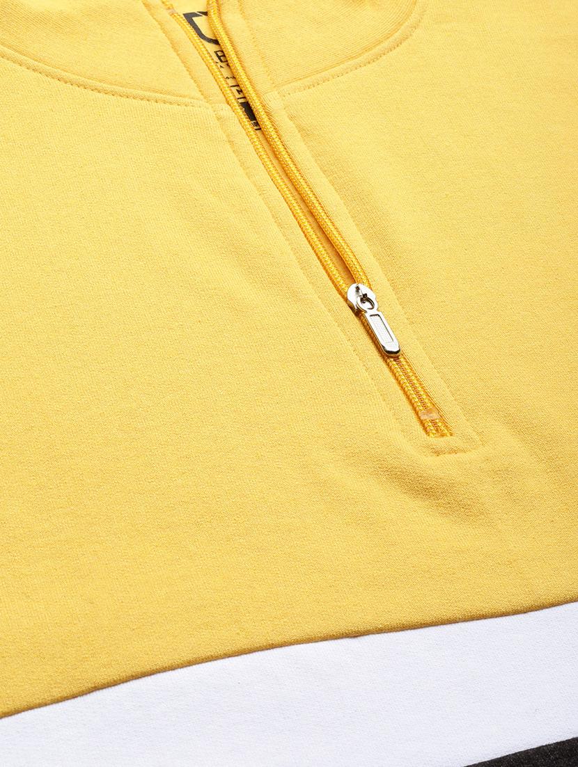yellow color block cut & sew fleece sweatshirt - 17333837 - Zoom Image - 6