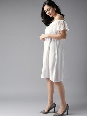 lace detail off shoulder dress - 17333848 - Standard Image - 3