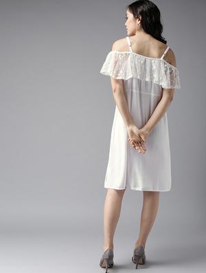 lace detail off shoulder dress - 17333848 - Standard Image - 4