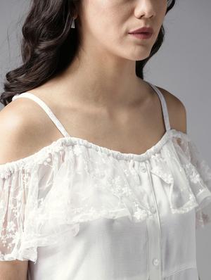 lace detail off shoulder dress - 17333848 - Standard Image - 5