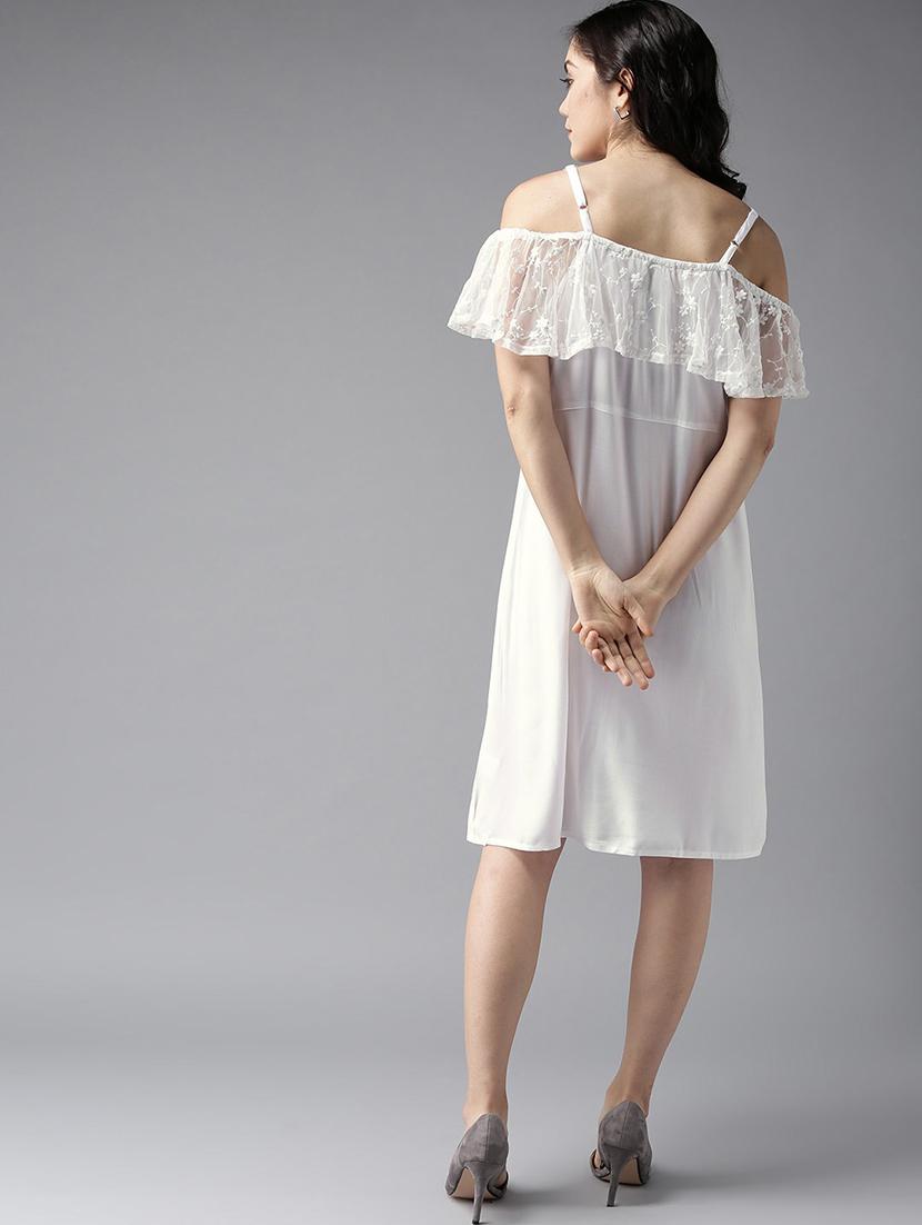lace detail off shoulder dress - 17333848 - Zoom Image - 4