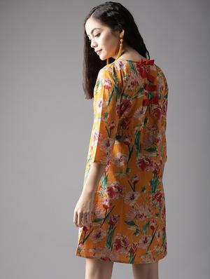 bow detail floral a-line dress - 17333850 - Standard Image - 3
