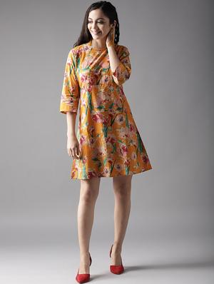 bow detail floral a-line dress - 17333850 - Standard Image - 4