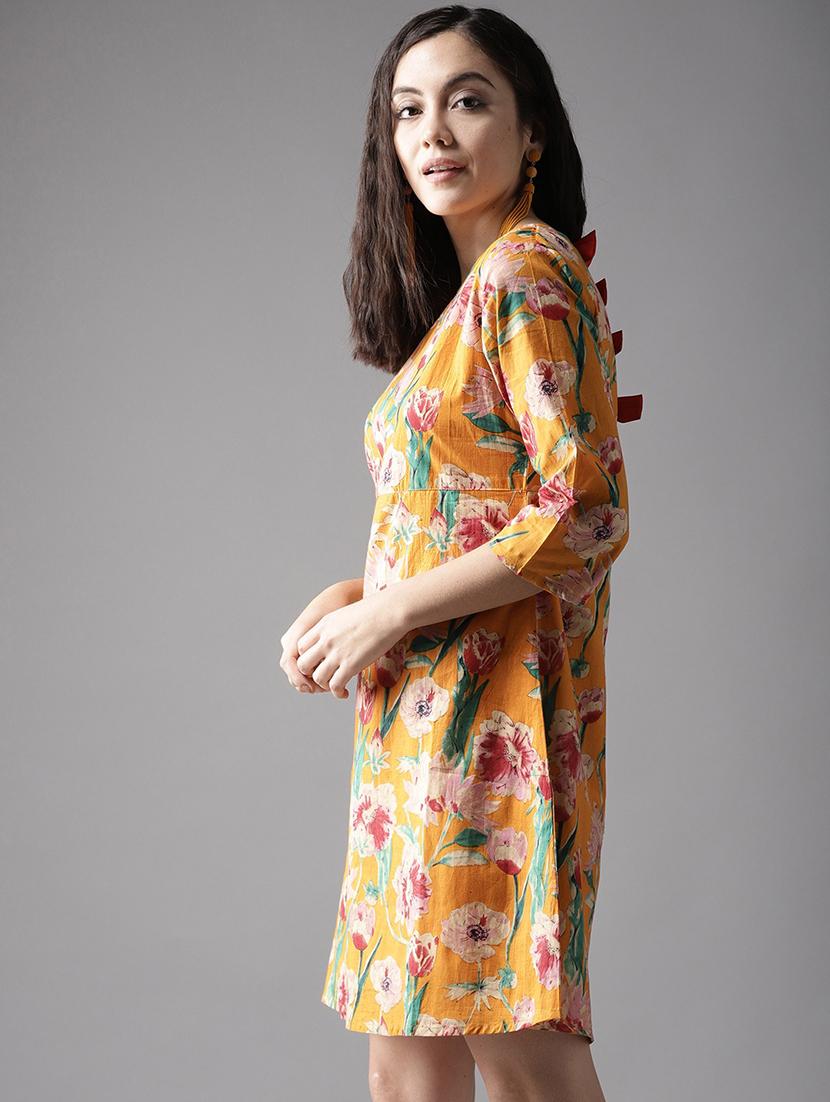 bow detail floral a-line dress - 17333850 - Zoom Image - 2