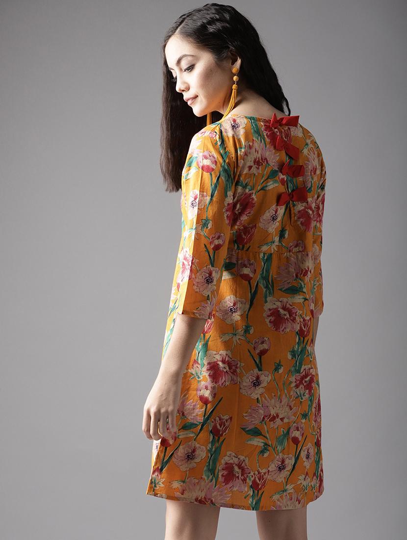 bow detail floral a-line dress - 17333850 - Zoom Image - 3