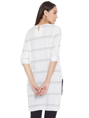 checkered high-low kurta - 17333860 - Standard Image - 3
