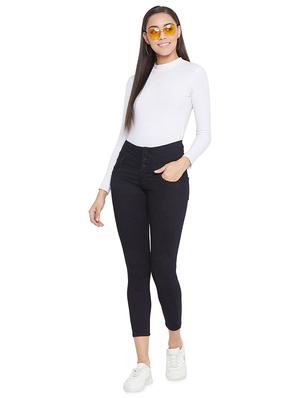 high rise solid jeans - 17333907 - Standard Image - 4