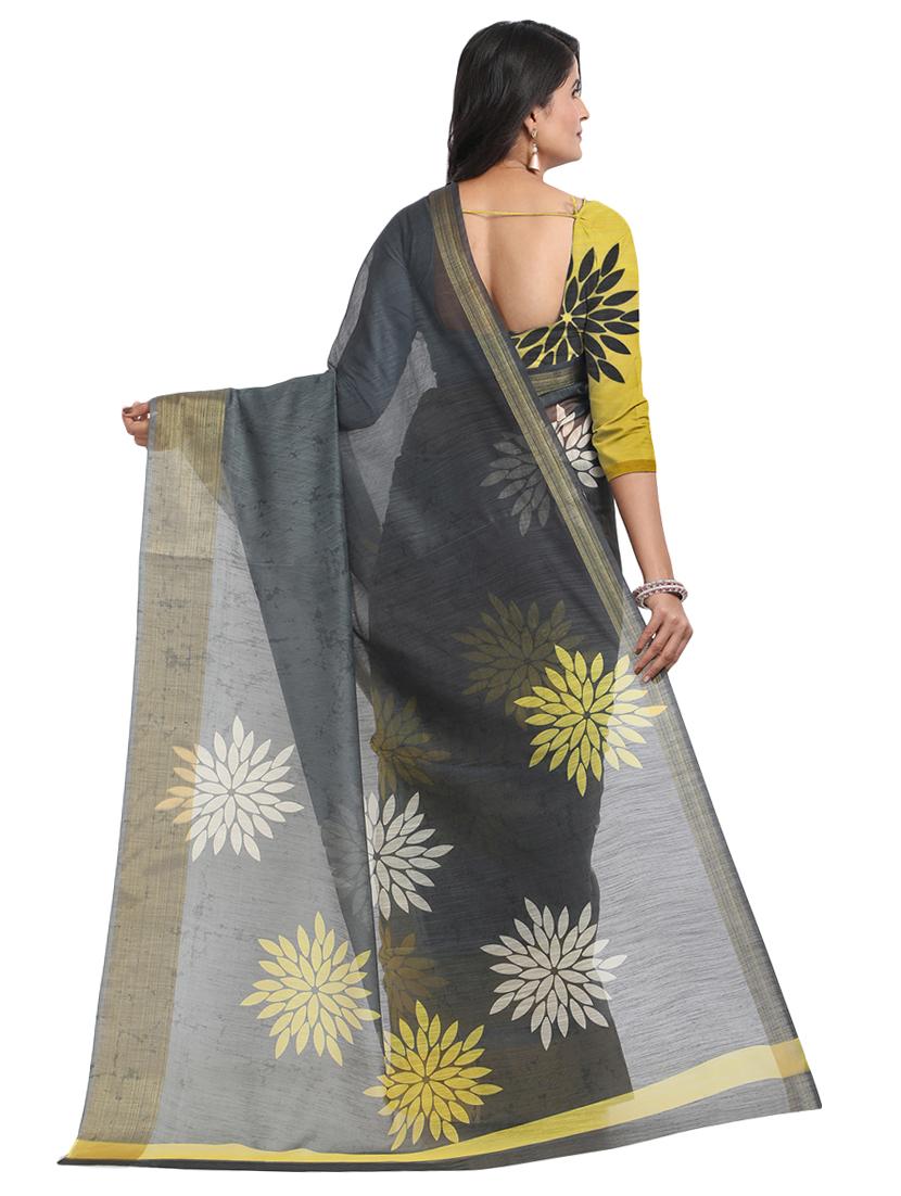 floral chanderi saree with blouse - 17333925 - Zoom Image - 2