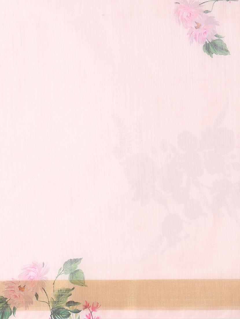rosewater chanderi saree with blouse - 17333928 - Zoom Image - 4
