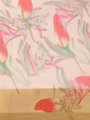 floral chanderi saree with blouse - 17333949 - Standard Image - 4