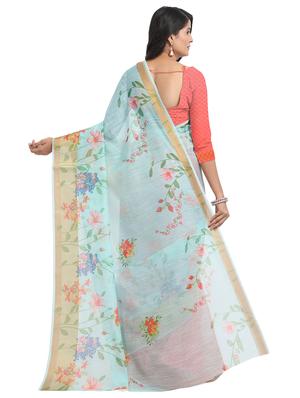 floral chanderi saree with blouse - 17333950 - Standard Image - 2