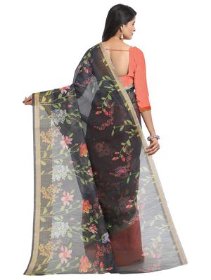 floral chanderi saree with blouse - 17333951 - Standard Image - 2