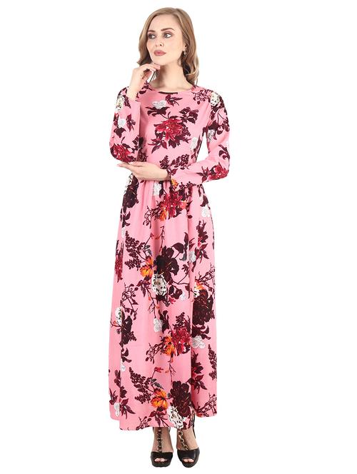 round neck floral maxi dress - 17333965 - Standard Image - 1