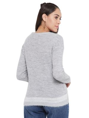 grey round neck pullover - 17333994 - Standard Image - 3