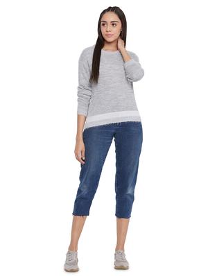 grey round neck pullover - 17333994 - Standard Image - 4
