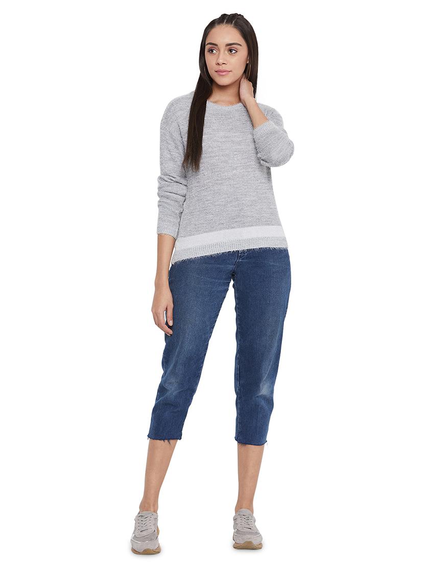grey round neck pullover - 17333994 - Zoom Image - 4