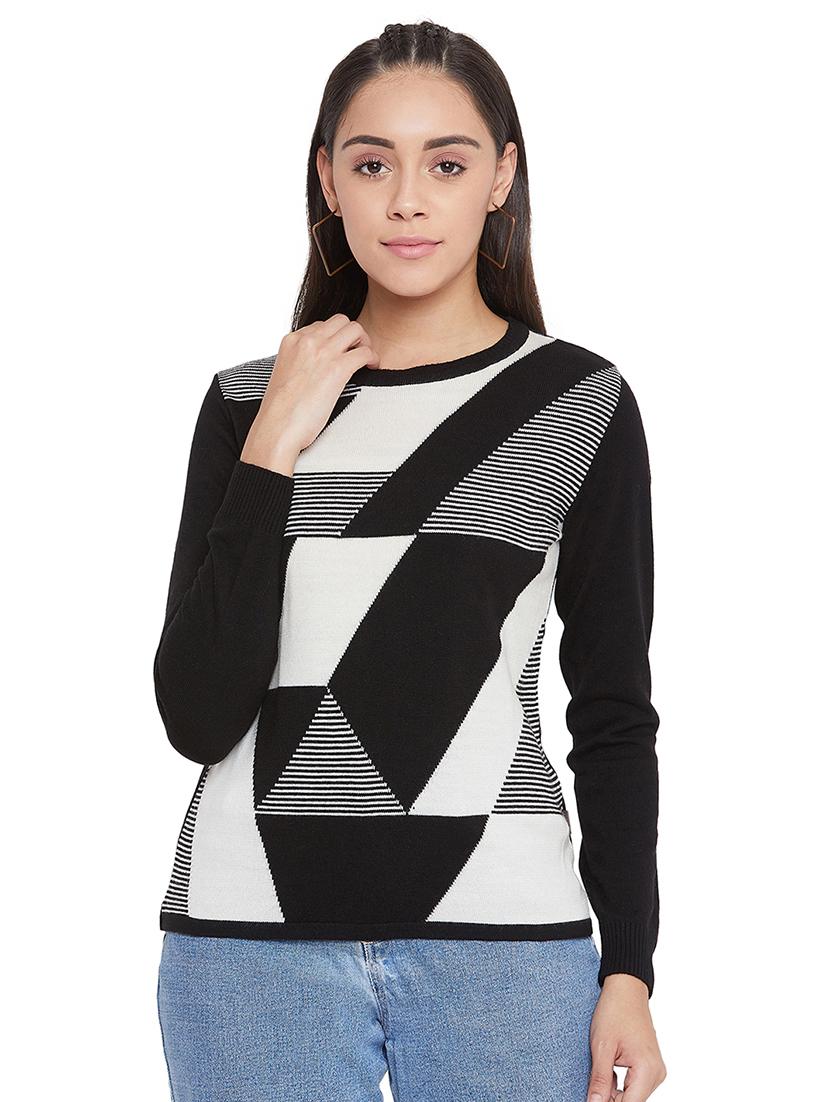 round neck abstract pullover - 17333996 - Zoom Image - 1