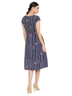 v-neck striped fit & flare dress - 17334035 - Standard Image - 3
