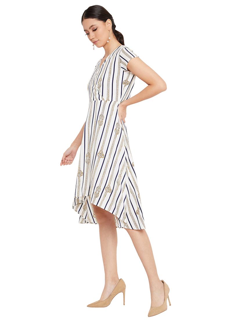 v-neck striped fit & flare dress - 17334036 - Zoom Image - 2