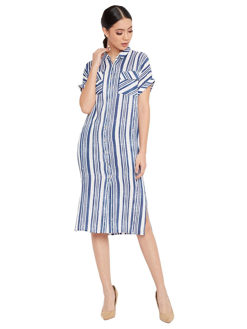 pocket patch striped shirt dress - 17334038 - Zoom Image - 1