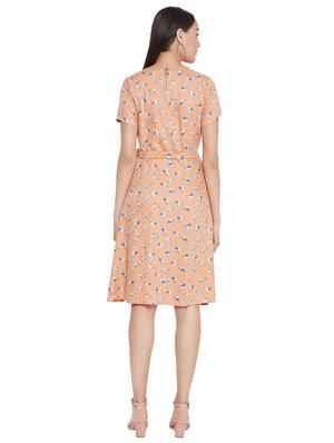 tie front floral a-line dress - 17334041 - Standard Image - 3