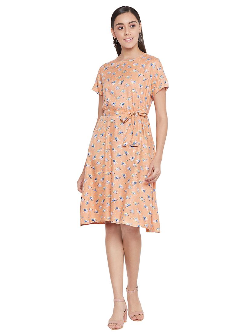 tie front floral a-line dress - 17334041 - Zoom Image - 1