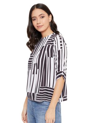 round neck striped top - 17334045 - Standard Image - 2