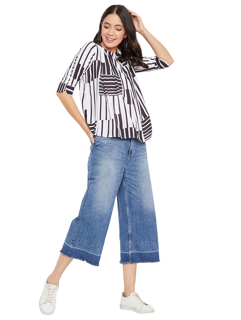 round neck striped top - 17334045 - Zoom Image - 4