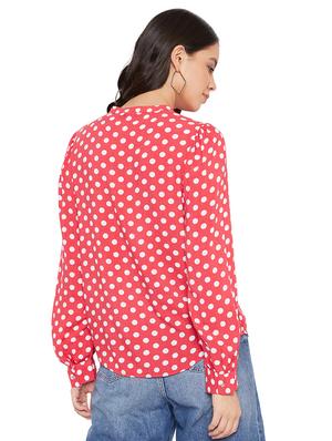 mandarin neck polka dot top - 17334048 - Standard Image - 3