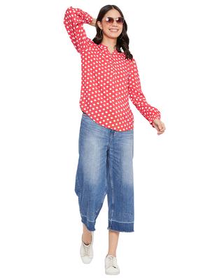 mandarin neck polka dot top - 17334048 - Standard Image - 4