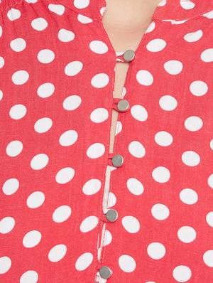 mandarin neck polka dot top - 17334048 - Standard Image - 5
