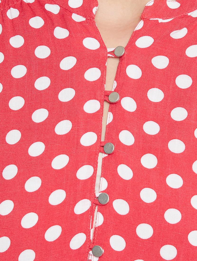 mandarin neck polka dot top - 17334048 - Zoom Image - 5