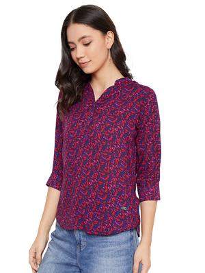 mandarin neck printed top - 17334052 - Standard Image - 2