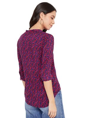 mandarin neck printed top - 17334052 - Standard Image - 3
