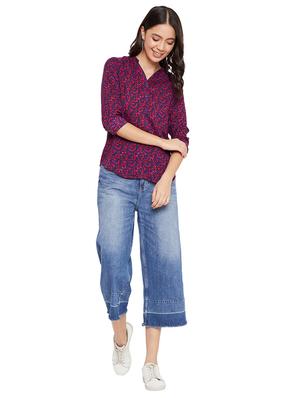 mandarin neck printed top - 17334052 - Standard Image - 4