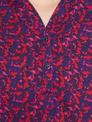 mandarin neck printed top - 17334052 - Standard Image - 5